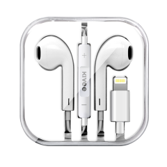KIVEE 苹果lightning耳机有线1.2米线控耳麦游戏电脑音乐手机吃鸡苹果通用白色MT30