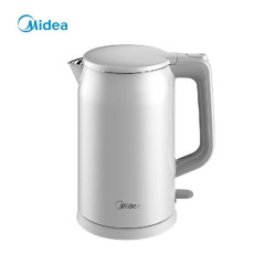 美的（Midea）电热水壶 1.7L大容量家用烧水壶双层防烫 304不锈钢水壶AEK1769